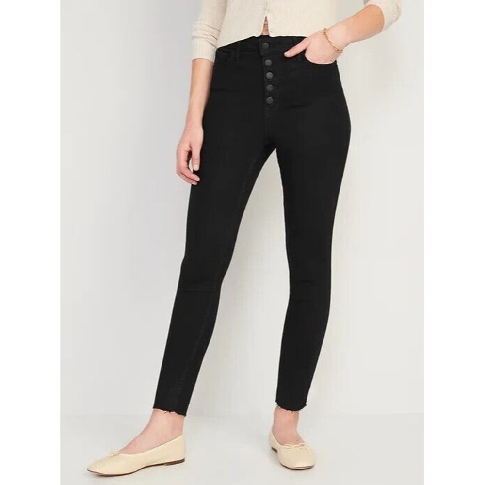 Old Navy Rockstar 360 Stretch Super Skinny Jeans Womens 8 Petite Black NEW